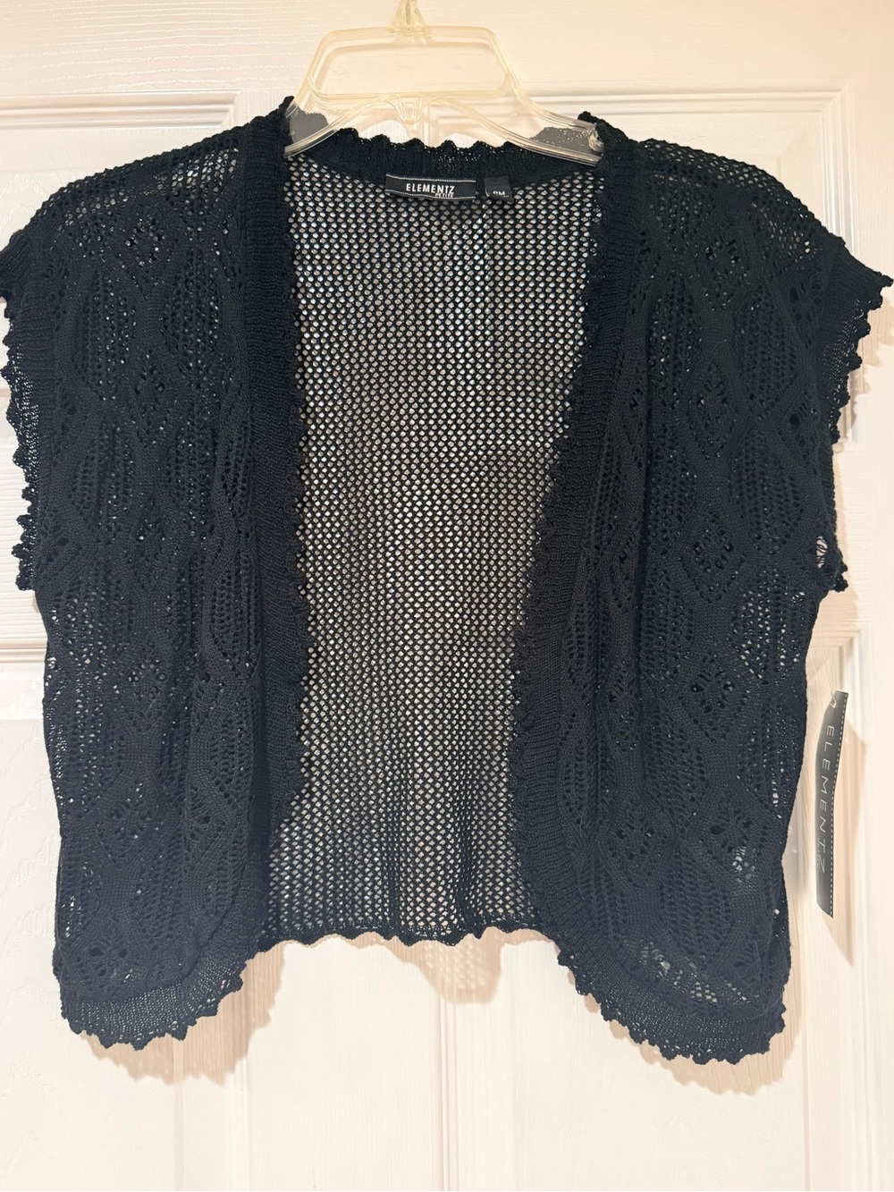NWT Elementz Black Open-Knit Short Sleeve Cardigan